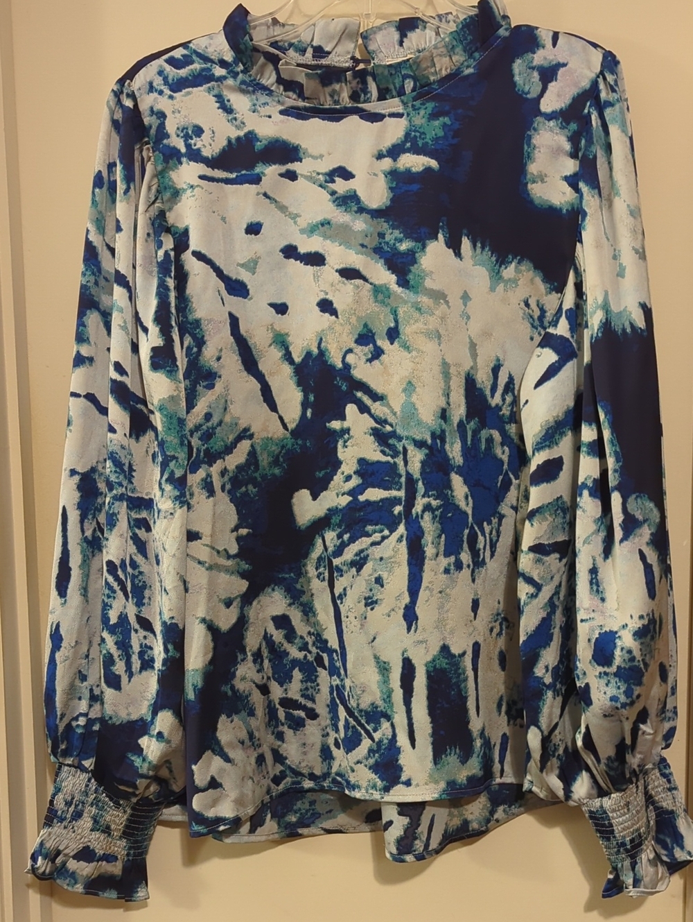 JODIFL Blue and Teal Watercolor Print Top